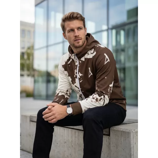  Pánska prémiová mikina na zips ALTISPORT VOJ/ALM057MI02 HNEDÁ 