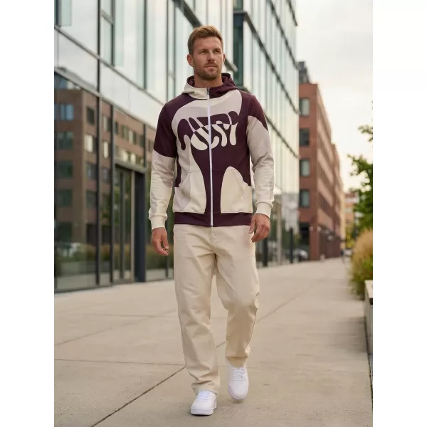  Pánska prémiová mikina na zips ALTISPORT VOJ/ALM056MI02 BÉŽOVÁ/ČERVENÁ 