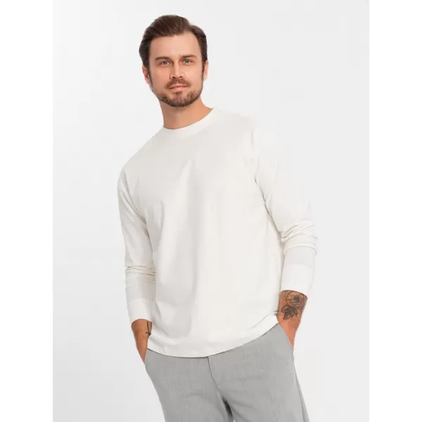  Pánske tričko OMBRE OM-LSBC-0129 KRÉM 