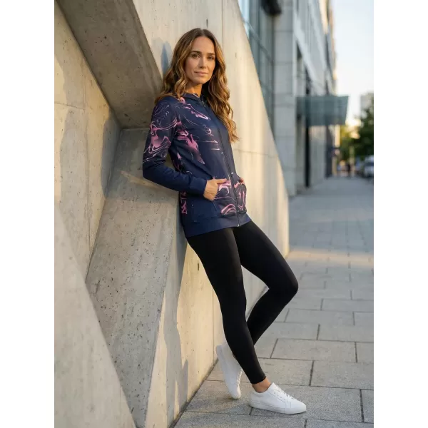  Dámska prémiová mikina na zips ALTISPORT VOJ/ALW064MI02 MODRÁ RUŽOVÁ 