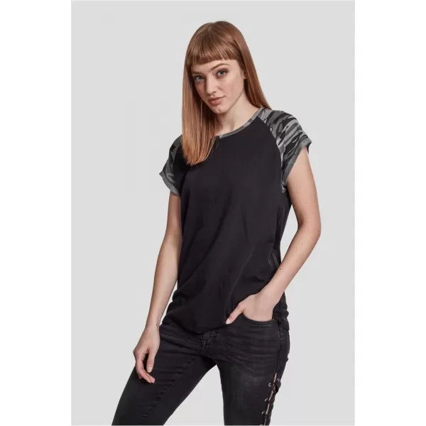  Dámska t -shirt URBAN CLASSICS TB1913 Black/Dark Camo 
