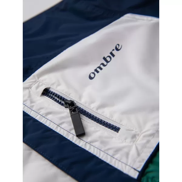  Pánska bunda OMBRE C447 ZELENÁ/BIELA/NÁMORNÁ MODRÁ 