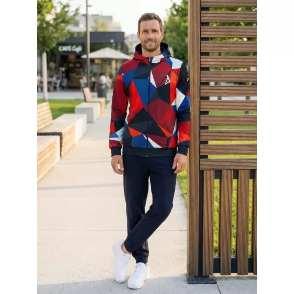  Pánska prémiová mikina na zips ALTISPORT VOJ/ALM007MI02 NÁMORNÍCKA MODRÁ/ČERVENÁ 