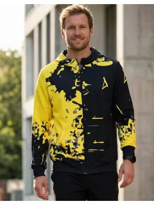 Pánska prémiová mikina na zips ALTISPORT VOJ/ALM057MI02 FLUO ŽLTÁ