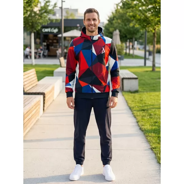  Pánska prémiová mikina na zips ALTISPORT VOJ/ALM007MI02 NÁMORNÍCKA MODRÁ/ČERVENÁ 