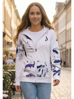 Dámska prémiová mikina na zips ALTISPORT VOJ/ALW064MI02 BIELA FIALOVÁ