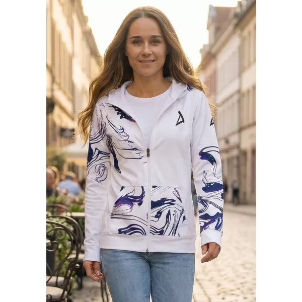  Dámska prémiová mikina na zips ALTISPORT VOJ/ALW064MI02 BIELA FIALOVÁ 