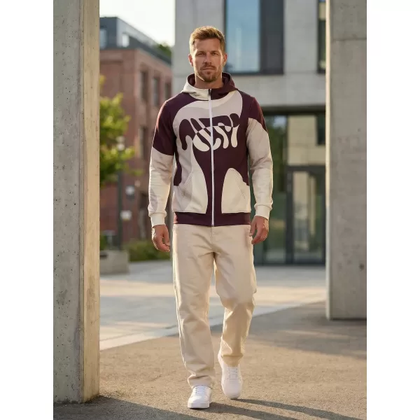  Pánska prémiová mikina na zips ALTISPORT VOJ/ALM056MI02 BÉŽOVÁ/ČERVENÁ 