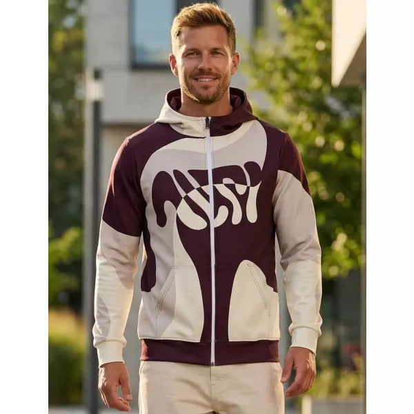  Pánska prémiová mikina na zips ALTISPORT VOJ/ALM056MI02 BÉŽOVÁ/ČERVENÁ 