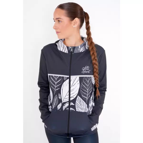  Dámska prémiová mikina na zips ALTISPORT VOJ/ALW061MI02 ČIERNOBIELY 