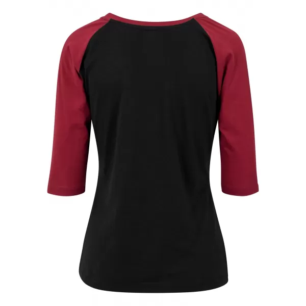  Dámska t -shirt URBAN CLASSICS TB733 Čierna/burgundsko 