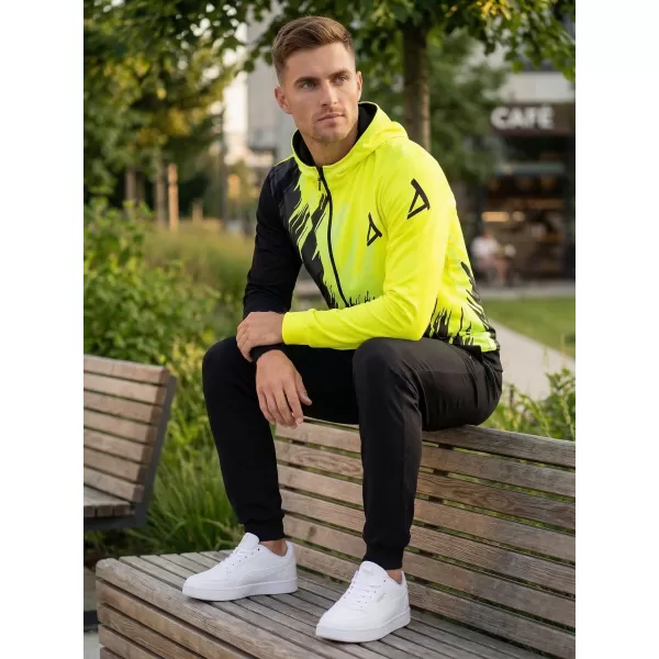  Pánska prémiová mikina na zips ALTISPORT VOJ/ALM006MI02 ČIERNA A ŽLTÁ 