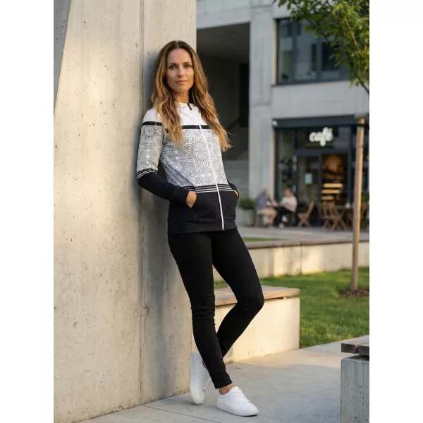  Dámska prémiová mikina na zips ALTISPORT VOJ/ALW023MI02 ČIERNOBIELY 