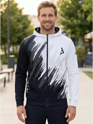 Pánska prémiová mikina na zips ALTISPORT VOJ/ALM006MI02 ČIERNOBIELY