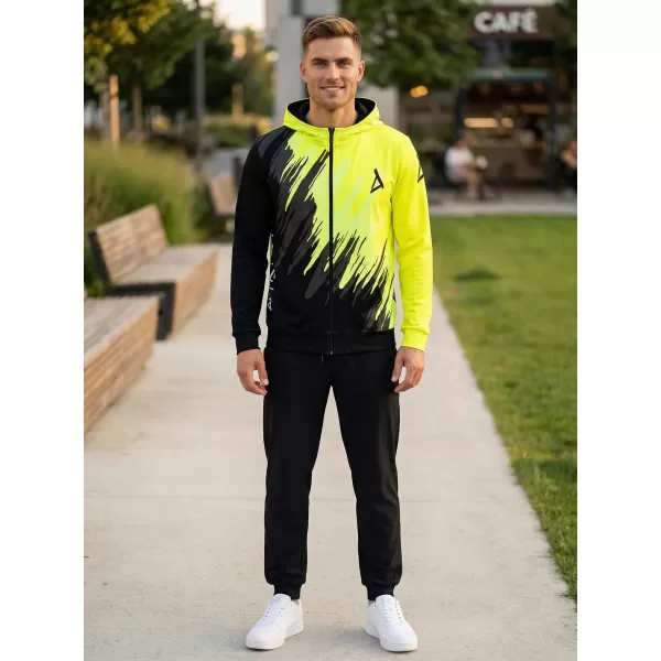  Pánska prémiová mikina na zips ALTISPORT VOJ/ALM006MI02 ČIERNA A ŽLTÁ 