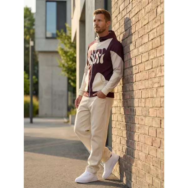  Pánska prémiová mikina na zips ALTISPORT VOJ/ALM056MI02 BÉŽOVÁ/ČERVENÁ 