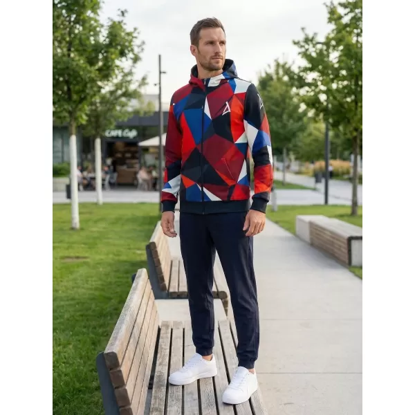  Pánska prémiová mikina na zips ALTISPORT VOJ/ALM007MI02 NÁMORNÍCKA MODRÁ/ČERVENÁ 