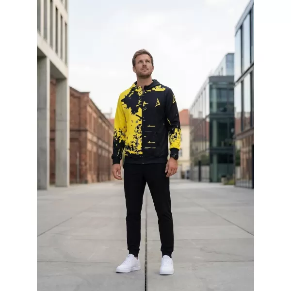  Pánska prémiová mikina na zips ALTISPORT VOJ/ALM057MI02 FLUO ŽLTÁ 