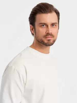 Pánske tričko OMBRE OM-LSBC-0129 KRÉM