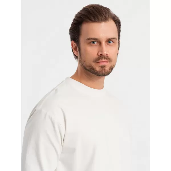  Pánske tričko OMBRE OM-LSBC-0129 KRÉM 