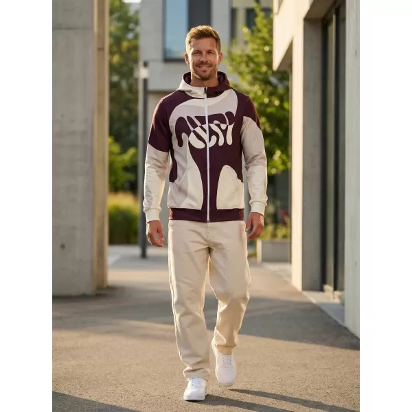  Pánska prémiová mikina na zips ALTISPORT VOJ/ALM056MI02 BÉŽOVÁ/ČERVENÁ 