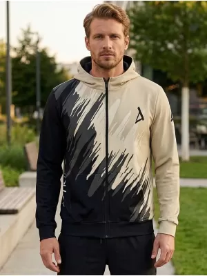 Pánska prémiová mikina na zips ALTISPORT VOJ/ALM006MI02 ČIERNA HNEDÁ