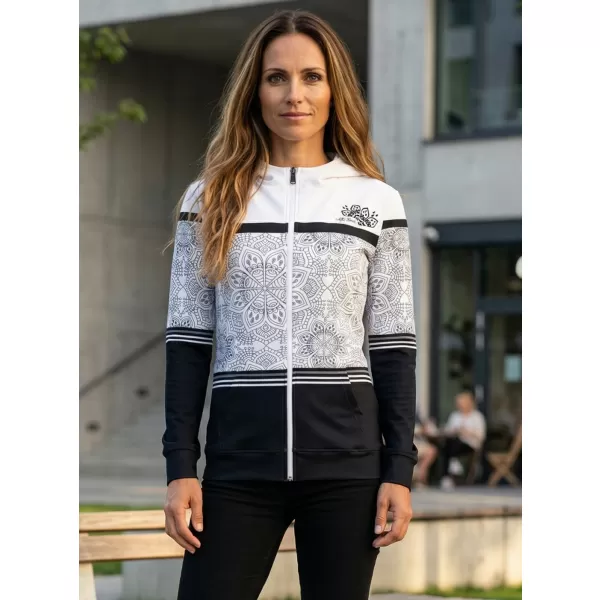  Dámska prémiová mikina na zips ALTISPORT VOJ/ALW023MI02 ČIERNOBIELY 