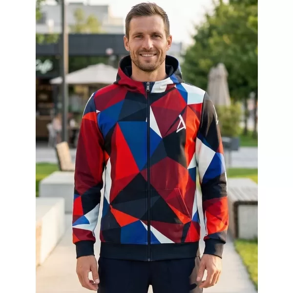  Pánska prémiová mikina na zips ALTISPORT VOJ/ALM007MI02 NÁMORNÍCKA MODRÁ/ČERVENÁ 