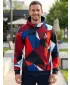 Pánska prémiová mikina na zips ALTISPORT VOJ/ALM007MI02 NÁMORNÍCKA MODRÁ/ČERVENÁ