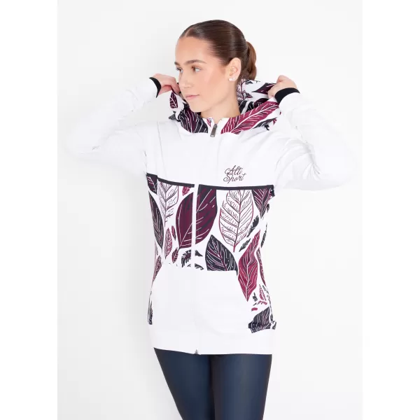  Dámska prémiová mikina na zips ALTISPORT VOJ/ALW061MI02 BIELA/BORDOVÁ 