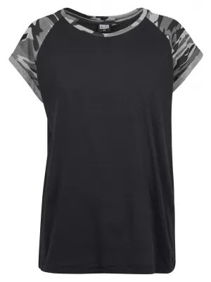 Dámska t -shirt URBAN CLASSICS TB1913 Black/Dark Camo