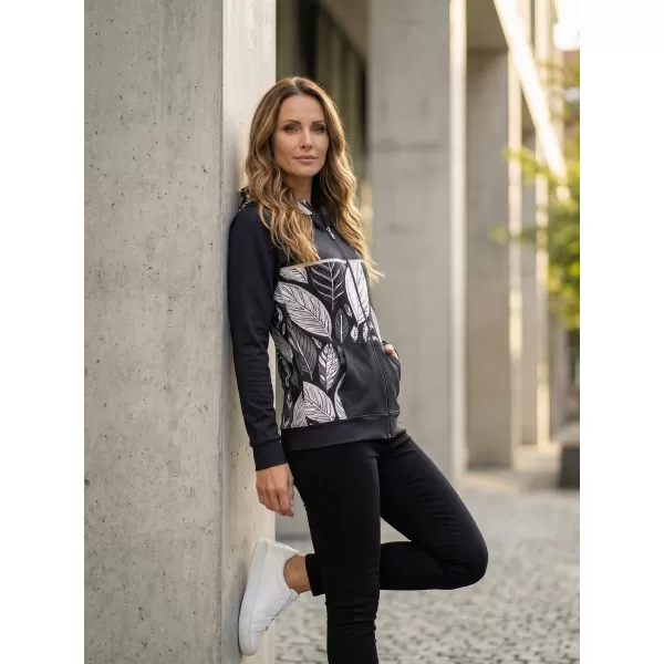  Dámska prémiová mikina na zips ALTISPORT VOJ/ALW061MI02 ČIERNOBIELY 
