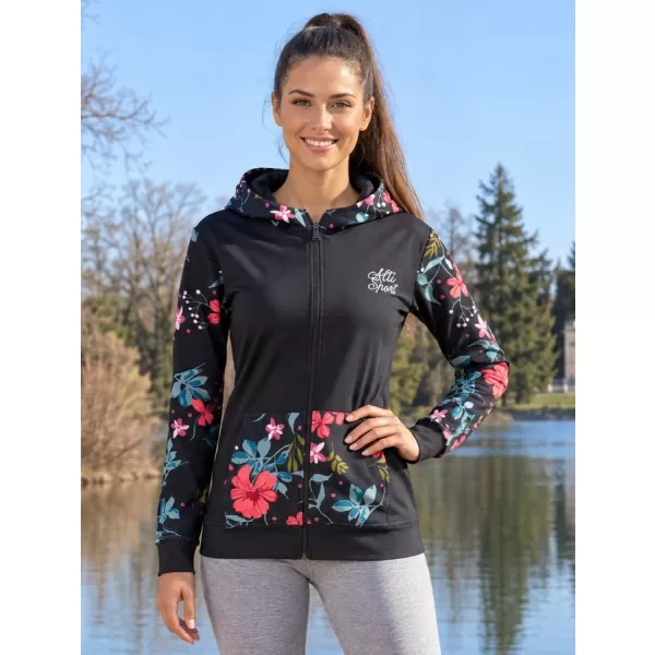  Dámska prémiová mikina na zips ALTISPORT VOJ/ALW063MI02 ČIERNA A ZELENÁ 
