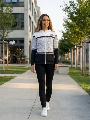 Dámska prémiová mikina na zips ALTISPORT VOJ/ALW023MI02 ČIERNOBIELY