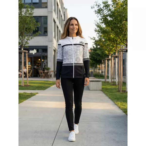  Dámska prémiová mikina na zips ALTISPORT VOJ/ALW023MI02 ČIERNOBIELY 