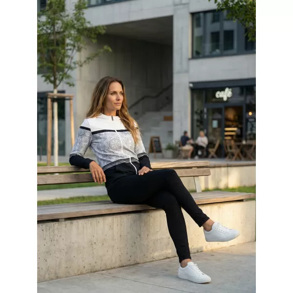  Dámska prémiová mikina na zips ALTISPORT VOJ/ALW023MI02 ČIERNOBIELY 
