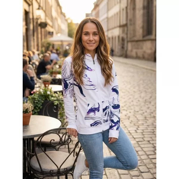  Dámska prémiová mikina na zips ALTISPORT VOJ/ALW064MI02 BIELA FIALOVÁ 
