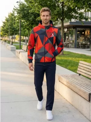 Pánska prémiová mikina na zips ALTISPORT VOJ/ALM007MI02 ČERVENÁ