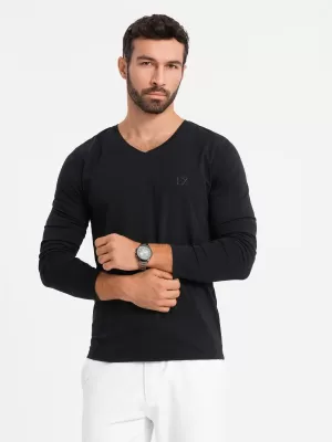 Pánske tričko OMBRE OM-LSCL-0105 ČIERNA