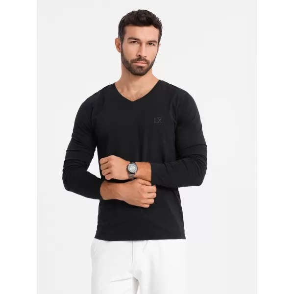  Pánske tričko OMBRE OM-LSCL-0105 ČIERNA 
