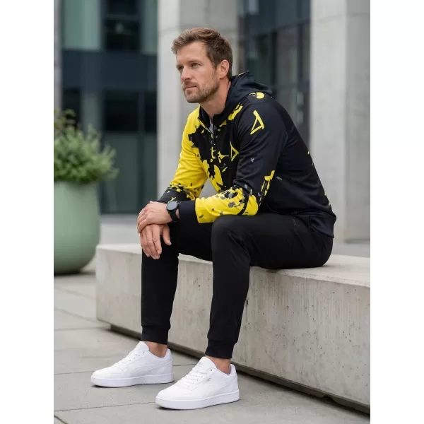  Pánska prémiová mikina na zips ALTISPORT VOJ/ALM057MI02 FLUO ŽLTÁ 