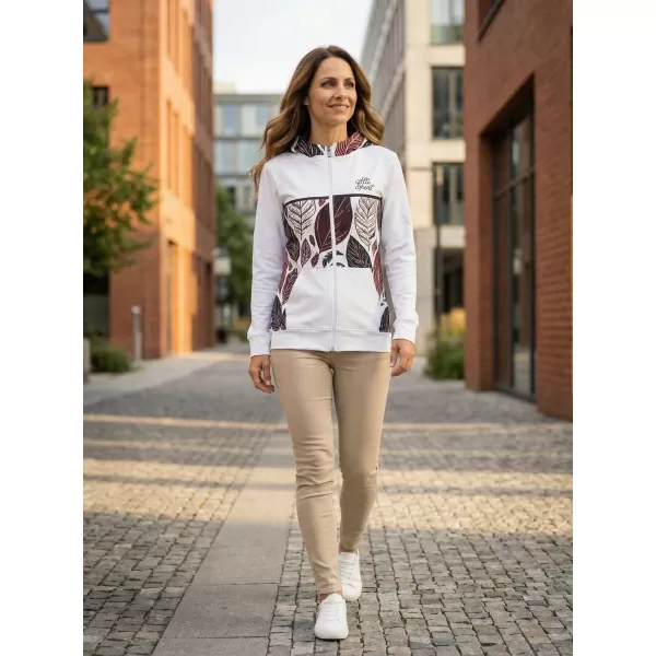  Dámska prémiová mikina na zips ALTISPORT VOJ/ALW061MI02 BIELA/BORDOVÁ 