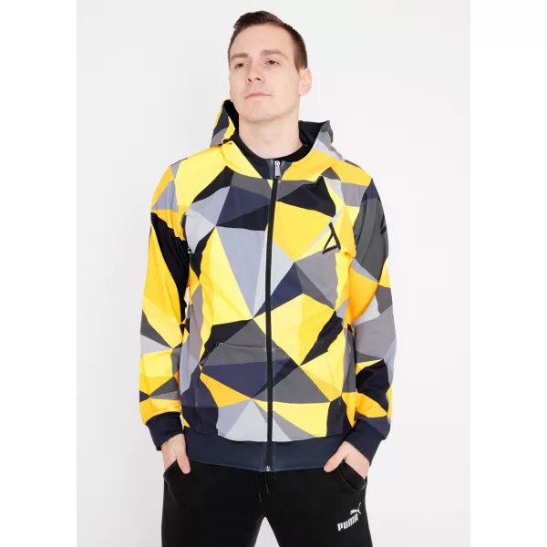  Pánska prémiová mikina na zips ALTISPORT VOJ/ALM007MI02 ČIERNA A ŽLTÁ 