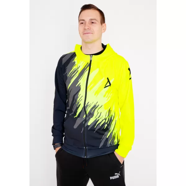  Pánska prémiová mikina na zips ALTISPORT VOJ/ALM006MI02 ČIERNA A ŽLTÁ 