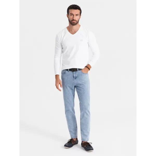  Pánske tričko OMBRE OM-LSCL-0105 BIELA 