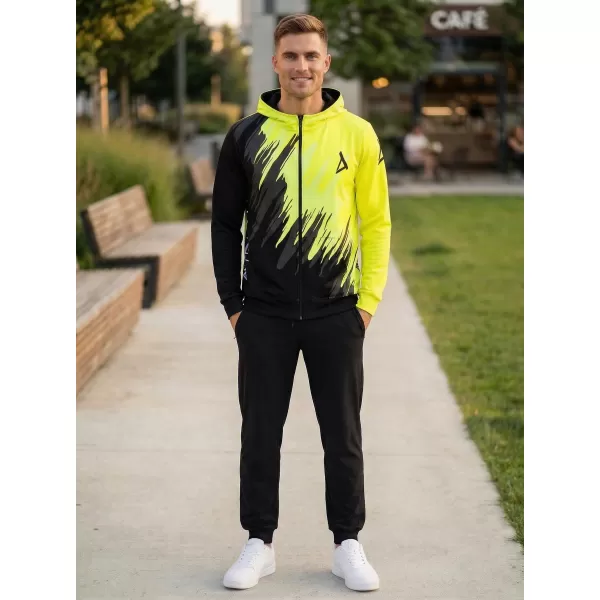  Pánska prémiová mikina na zips ALTISPORT VOJ/ALM006MI02 ČIERNA A ŽLTÁ 
