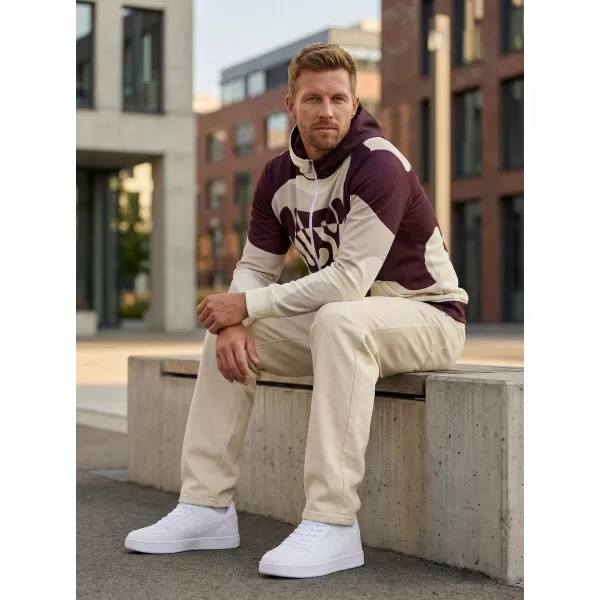  Pánska prémiová mikina na zips ALTISPORT VOJ/ALM056MI02 BÉŽOVÁ/ČERVENÁ 