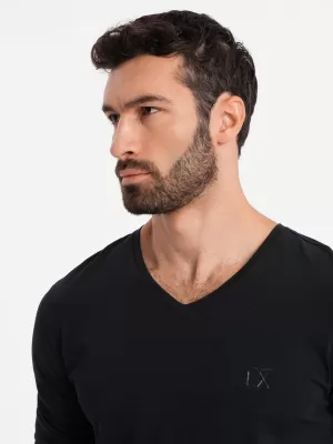 Pánske tričko OMBRE OM-LSCL-0105 ČIERNA
