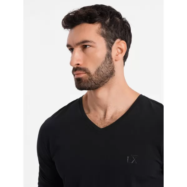  Pánske tričko OMBRE OM-LSCL-0105 ČIERNA 