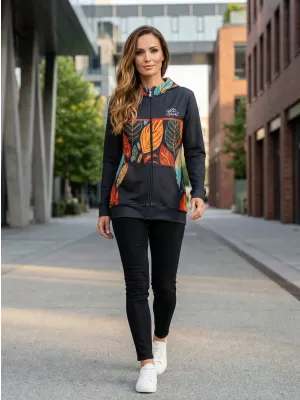 Dámska prémiová mikina na zips ALTISPORT VOJ/ALW061MI02 ORANŽOVÁ/MODRÁ
